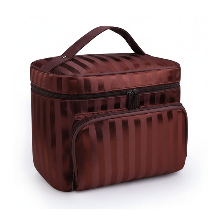 Grand vanity souple femme marron bordeaux, idéal pour le rangement de maquillage
