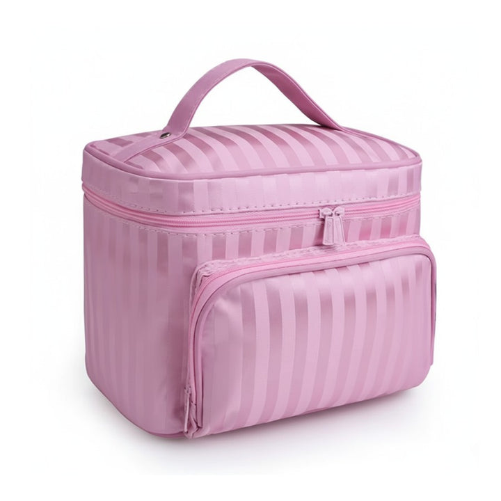 Grand vanity souple femme rose clair avec finition satinée et anse renforcée
