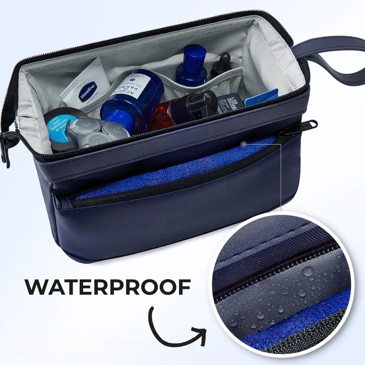 Grande Trousse de toilette Homme, avec compartiment waterproof résistant à l'eau