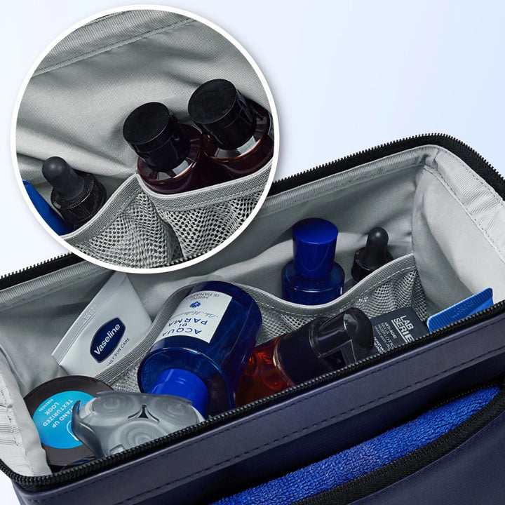 Grande Trousse de toilette Homme, avec compartiment à filet à l'intérieur pour organiser les produits de toilette et de soin
