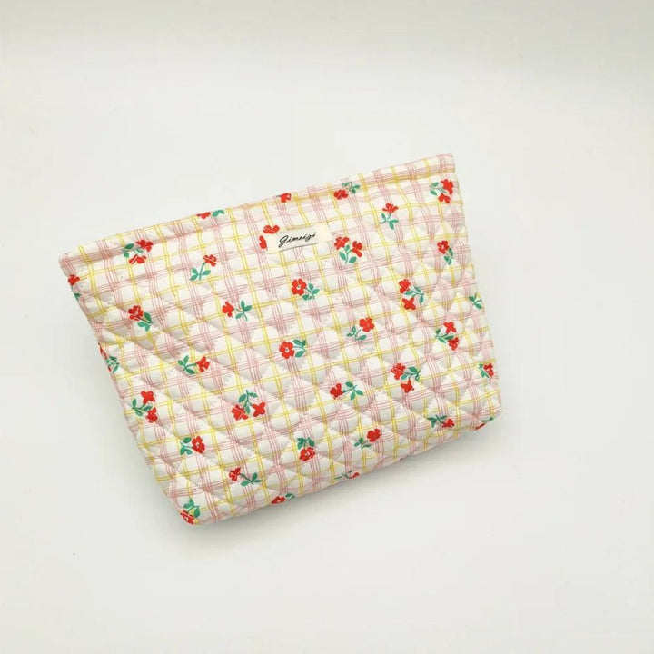 Grande Trousse de toilette Matelassée Fleur rouge