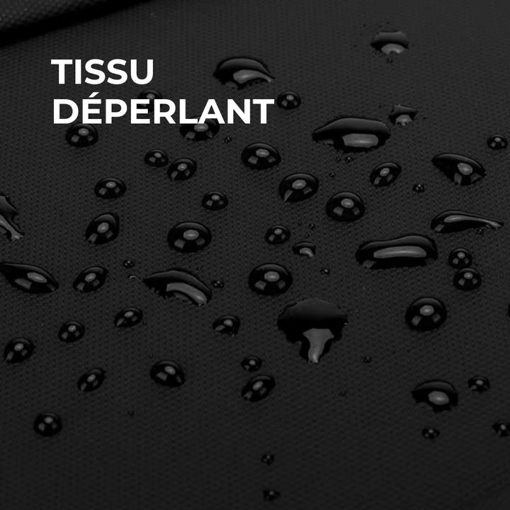 Tissu déperlant du petit sac de voyage homme, revêtement résistant à l’eau pour trajets quotidiens et voyages.