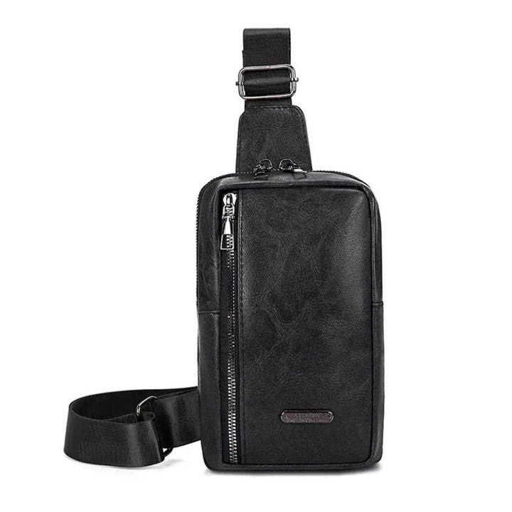 Petite Sacoche Poitrine Homme noire vue de face