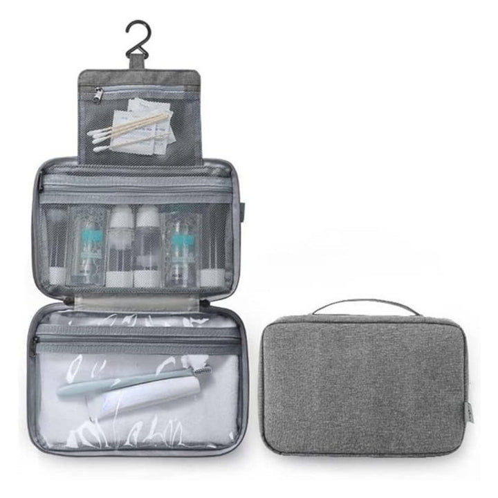 Petite Trousse de Toilette de Voyage à Suspendre, coloris gris