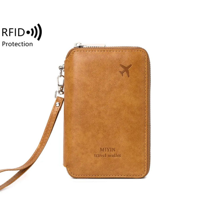Pochette Passeport RFID Marron