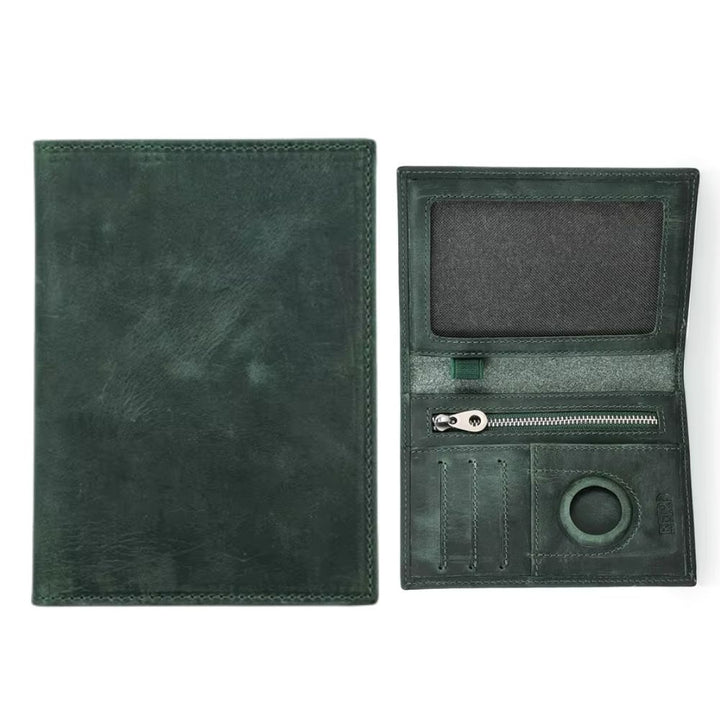 Porte Passeport en Cuir pour Homme - Contacts vert