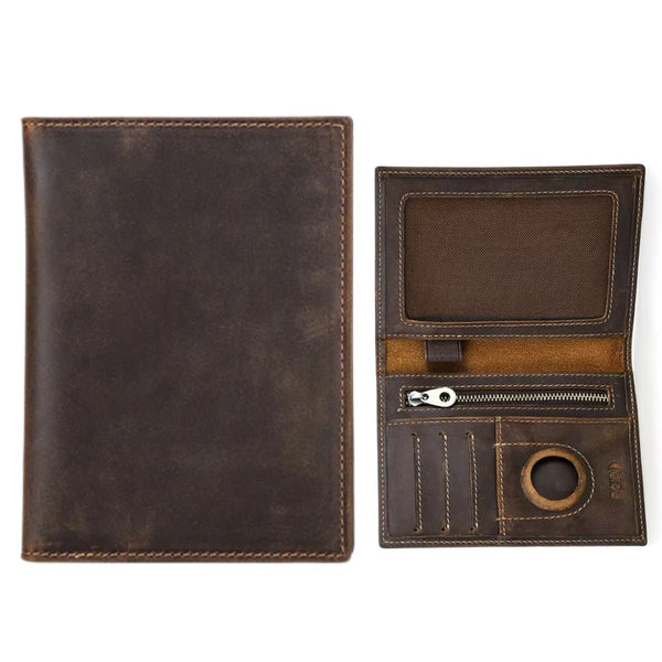 Porte-passeport Cuir PU Portefeuille Passeport + étiquette Bagage SLAXJNE - Cuir PU, Gris - Protection Documents Voyage, Marquage Valise Portefeuille Passeport Cuir Pu