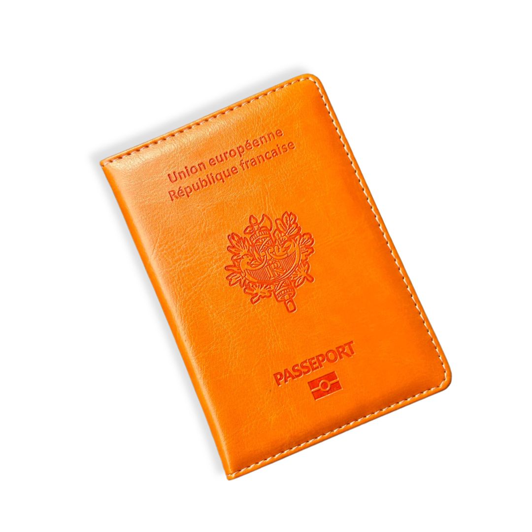 protège-passeport-français-personnalisé-orange