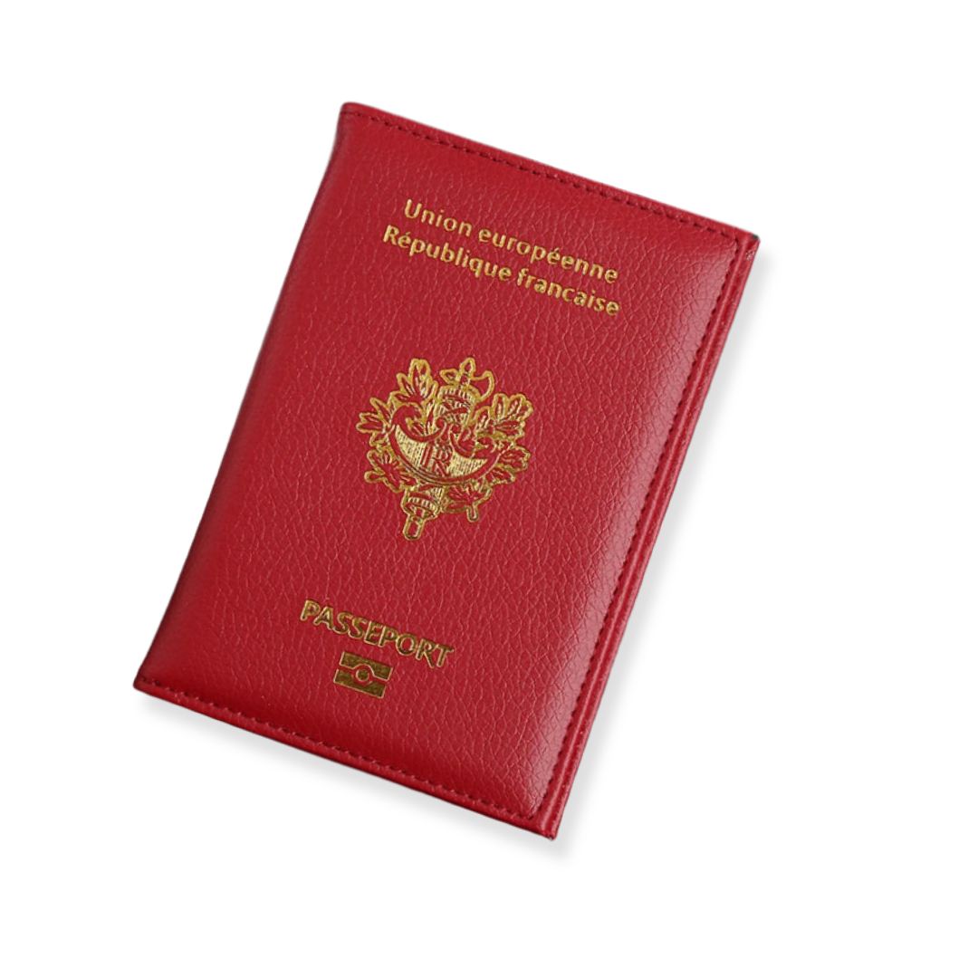 Protège-Passeport Français Rouge profond