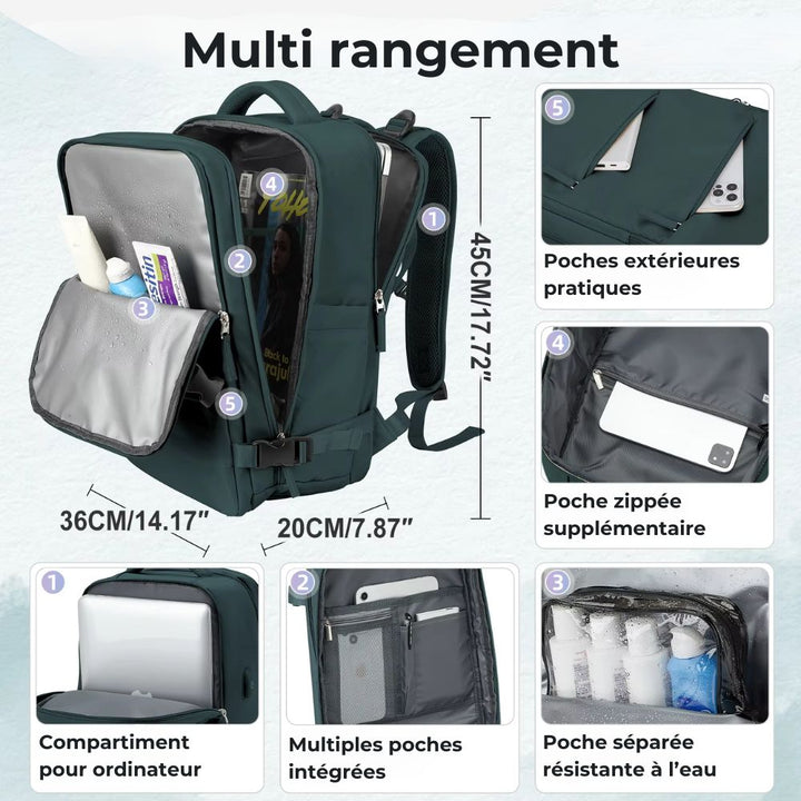 sac à dos 45 x 36 x 20 cm multi rangement