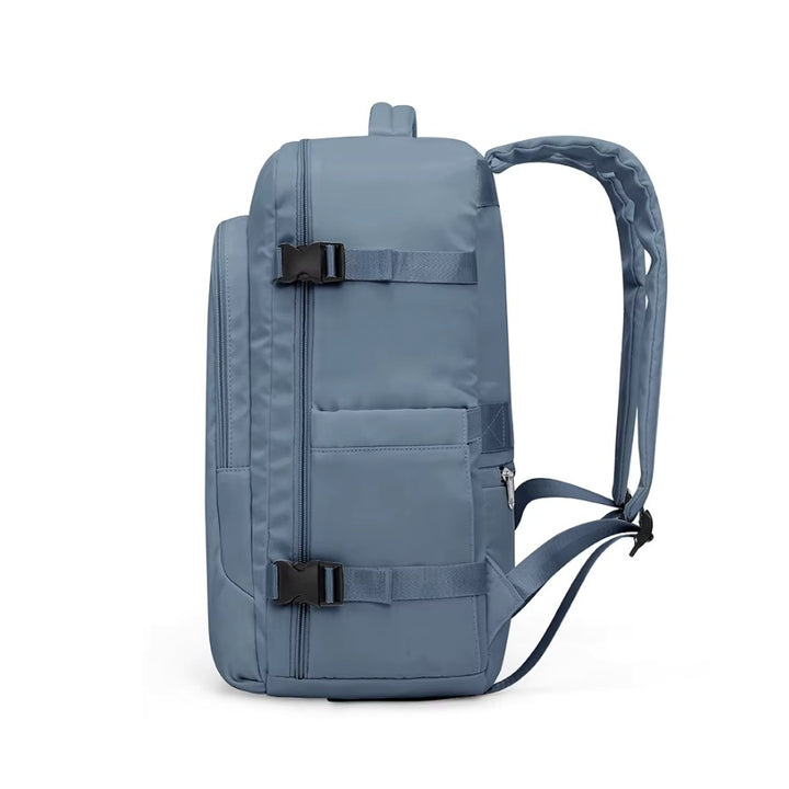 Vue latérale du Sac à Dos Cabine 40x20x25, design ergonomique et léger.