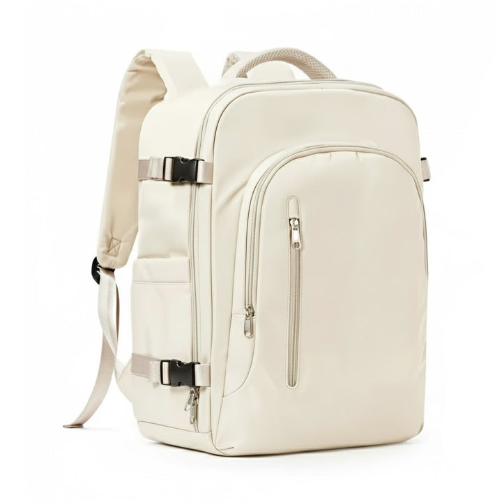 Sac à Dos Cabine 40x20x25 beige clair, format avion pratique et élégant.