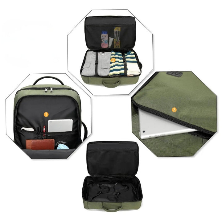 Sac à Dos Cabine 55 35 20 vue sur les multiples poches pratiques