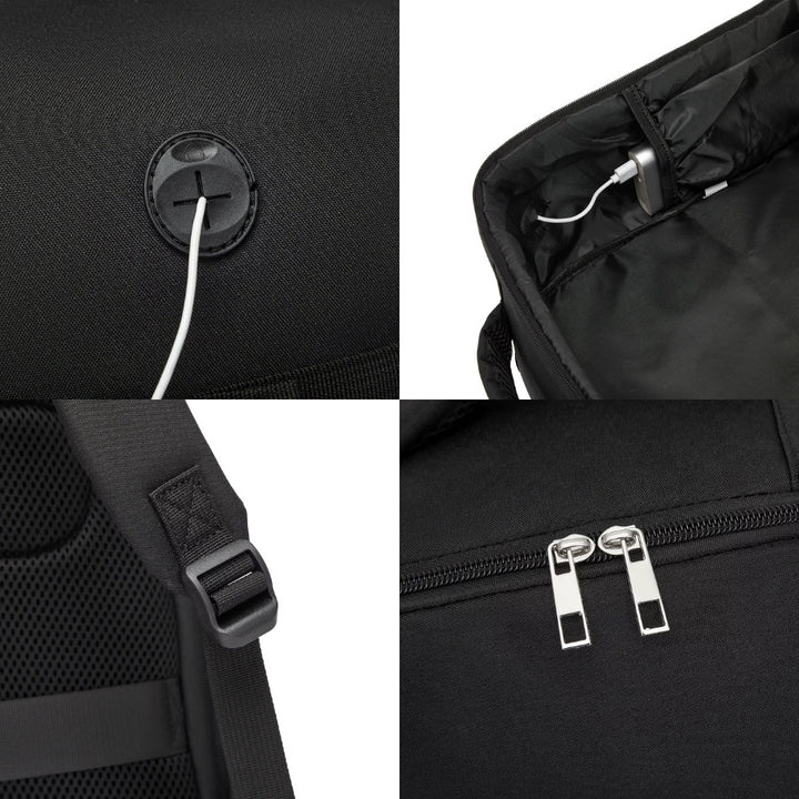 détails sac à dos cabine ultra léger port usb zip et rangements