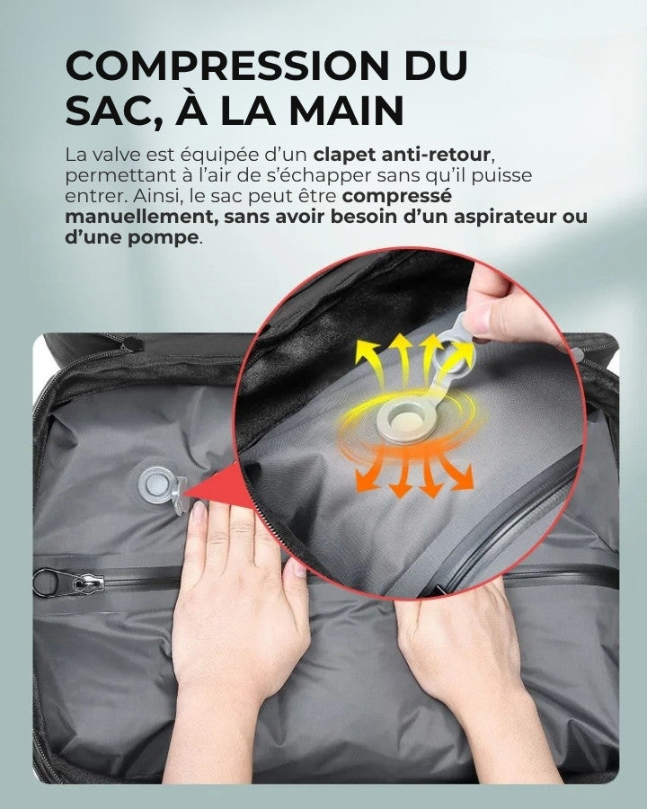valve anti-retour pour compression manuelle du sac à dos compressible