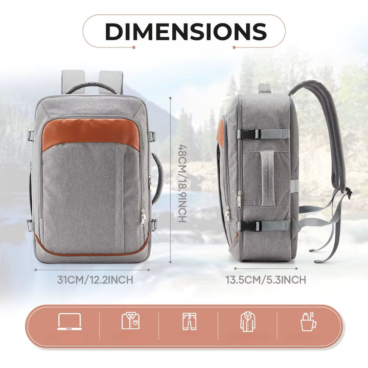 dimensions détaillées d’un sac à dos de voyage bagage cabine 48 x 31 x 13.5 cm