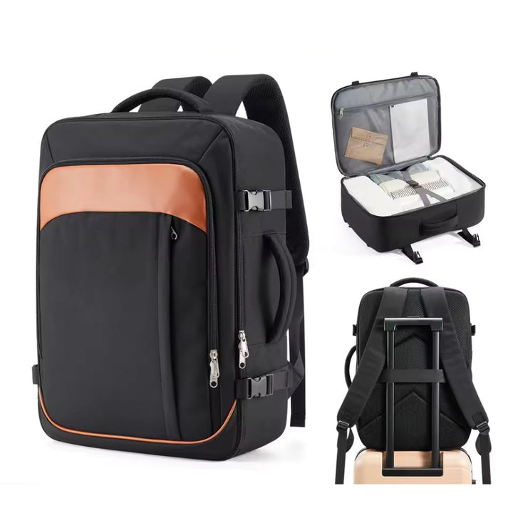 sac à dos de voyage bagage cabine noir avec grande capacité et ouverture valise