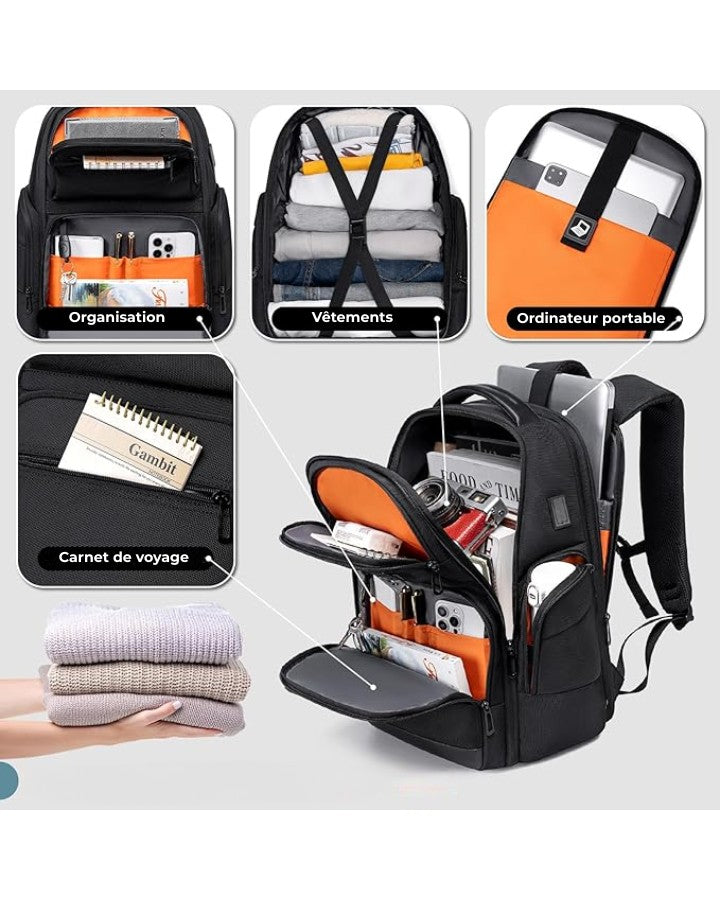 Sac à Dos de Voyage Grande Capacité, multicompartiments