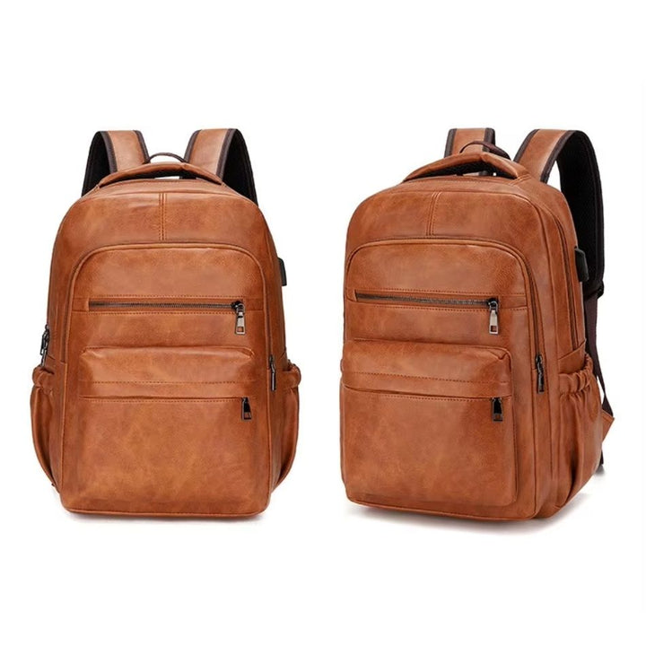Sac à dos en simili cuir homme camel