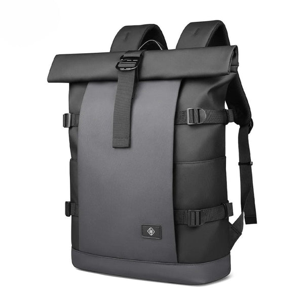 Sac à Dos avec Fermeture à Enroulement, coloris gris foncé, matière imperméable enduit TPU