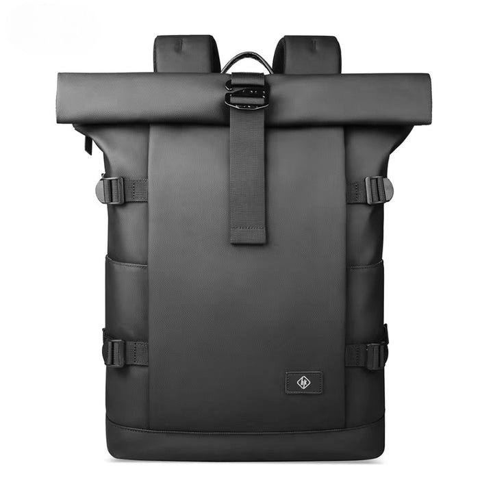 Sac à Dos avec Fermeture à Enroulement, coloris noir, matière imperméable enduit TPU