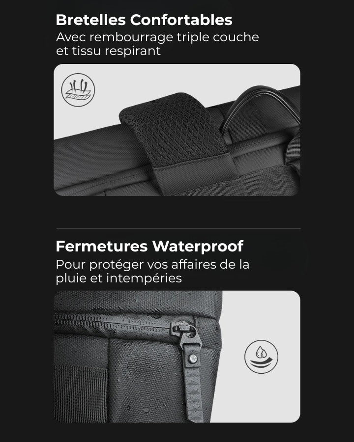 Sac à Dos avec Fermeture à Enroulement, bretelles confortables et fermetures waterproofs étanches