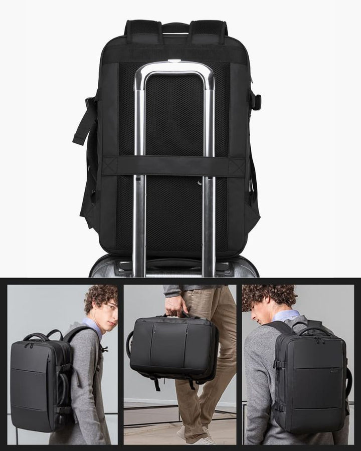 Sac à Dos Modulable - Format Voyage Bagage Cabine avec sangle fixation trolley valise et plusieurs port possible, dos, épaule, main