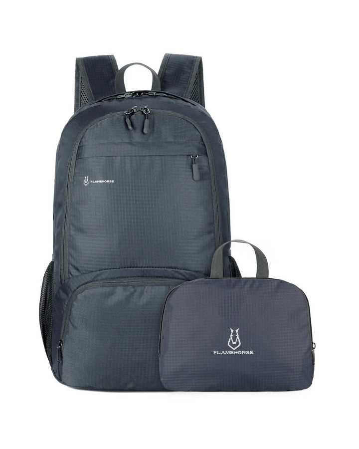 Sac à Dos en Nylon Léger Pliable, gris foncé