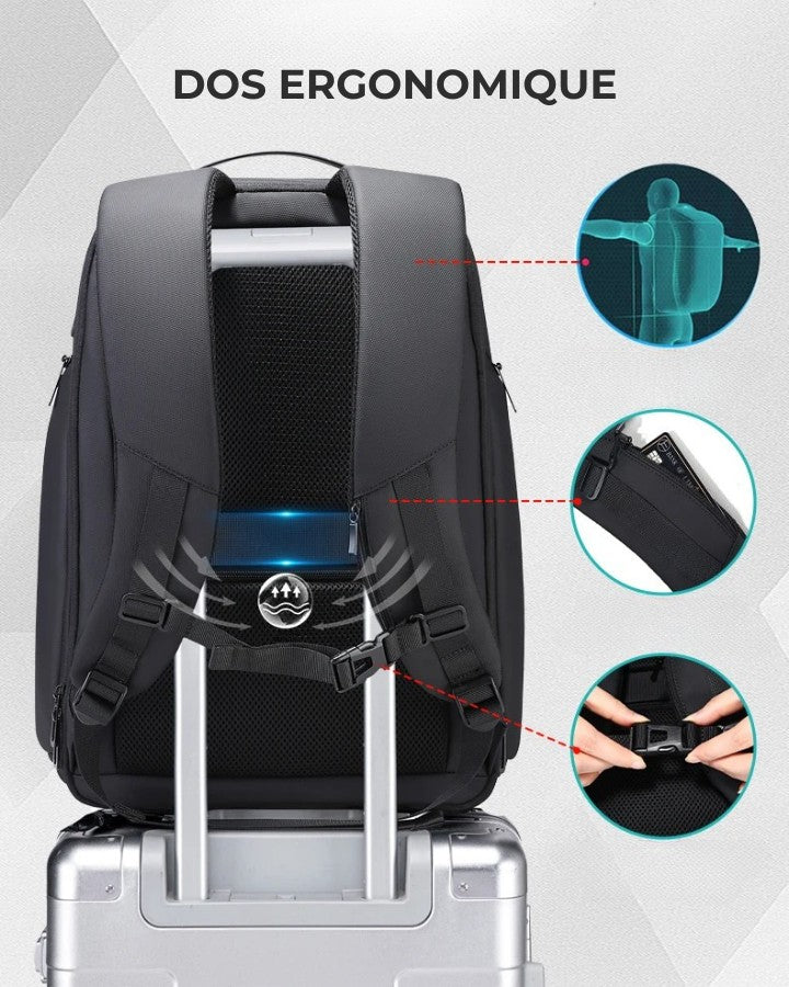 Sac à Dos de Voyage pour Ordinateur Portable, dos ergonomique, sangle pectorale
