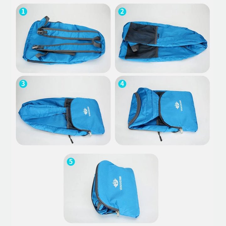 Sac à Dos Pliable, 5 étapes pour plier et déplier le sac à dos