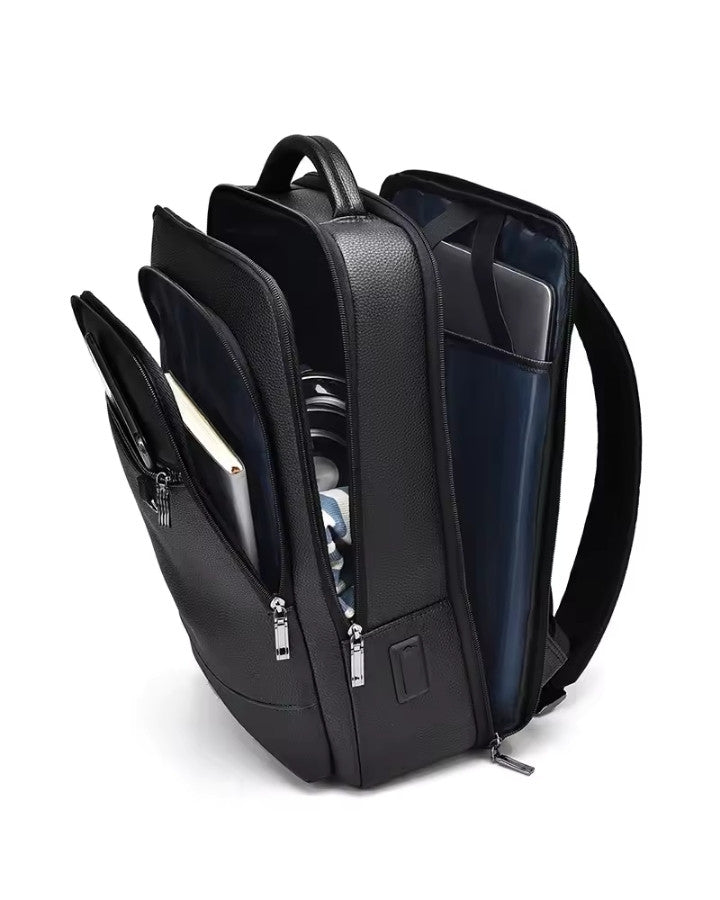 Sac à Dos Simili Cuir Homme avec multiples compartiments, dont un pour un ordinateur portable 15.6"