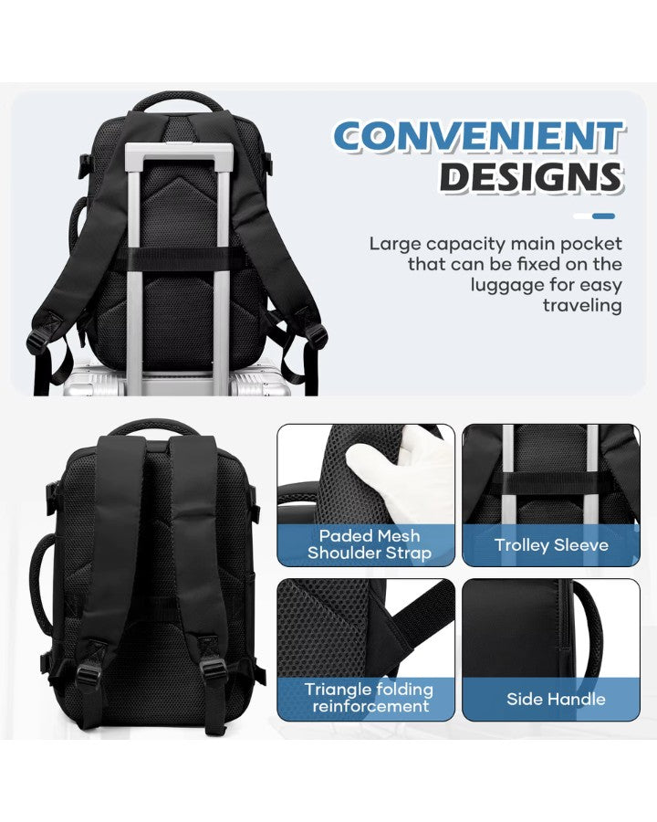 Dos ergonomique et bretelles rembourrées du sac à dos voyage 40 x 30 x 20 cm, confortables pour les trajets.
