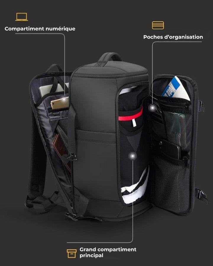 Sac à Dos de Voyage 45 x 36 x 20, avec compartiment numérique, poches d'organisation, grand compartiment principal