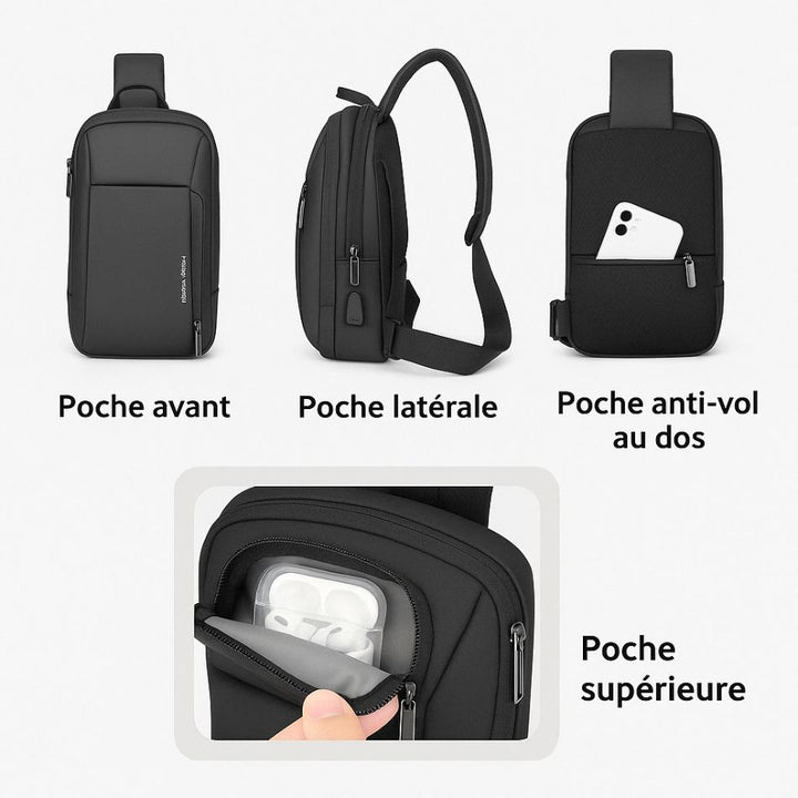 Sac à Bandoulière Multifonctionnel pour Hommes Trois Ensembles de Grande Capacité pour Ordinateur d'Affaires Sac à Bandoulière Multifonctionnel pour Hommes Trois Ensembles de Grande Capacité pour Ordinateur d'Affaires