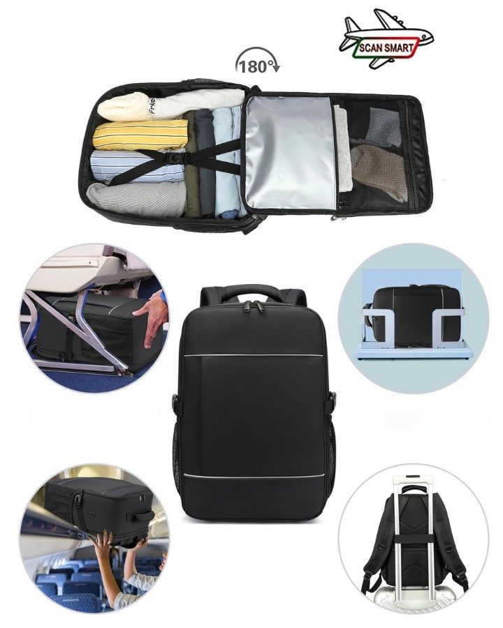Sac Cabine 40 x 20 x 25 cm - Homologué Ryanair, agréé TSA, ouverture 180°