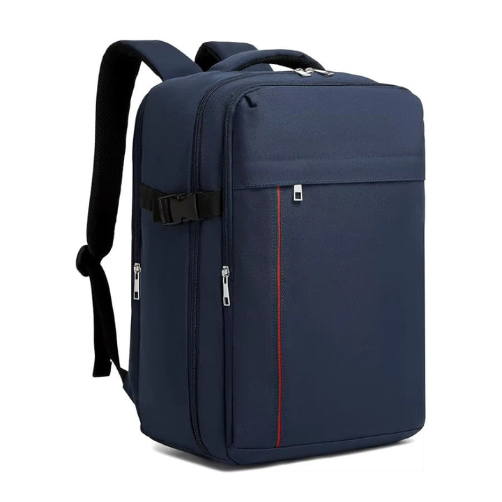 sac cabine sac à dos 40 x 20 x 25 coloris bleu marine avec bande rouge et verte verticale