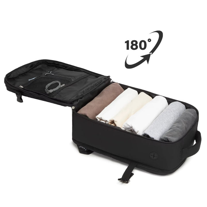 sac cabine sac à dos 40 x 20 x 25 ouverture 180 degrés pour ranger vêtements et trousse de toilette