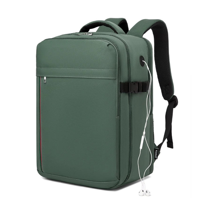 sac cabine sac à dos 40 x 20 x 25 coloris vert kaki avec passage pour écouteurs filaire sur le côté