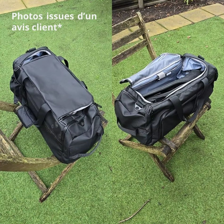 Sac sport convertible sac à dos, photos issues d'un avis client, photo réelles en utilisation en extérieur