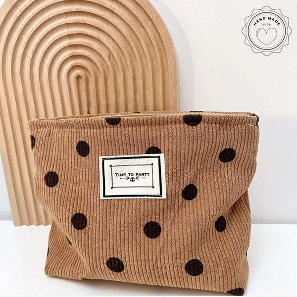 Trousse de toilette à Pois Marron