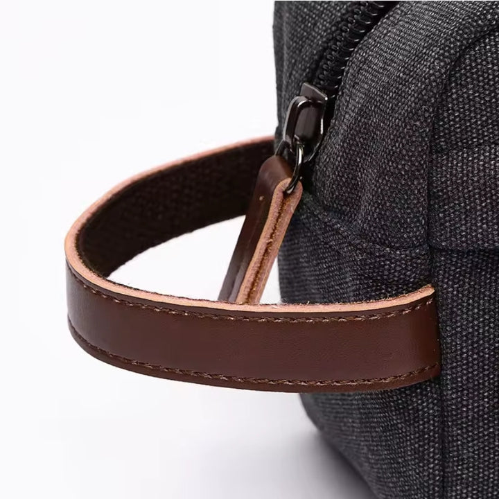 Trousse de Toilette en Toile, avec poignée et détails en cuir