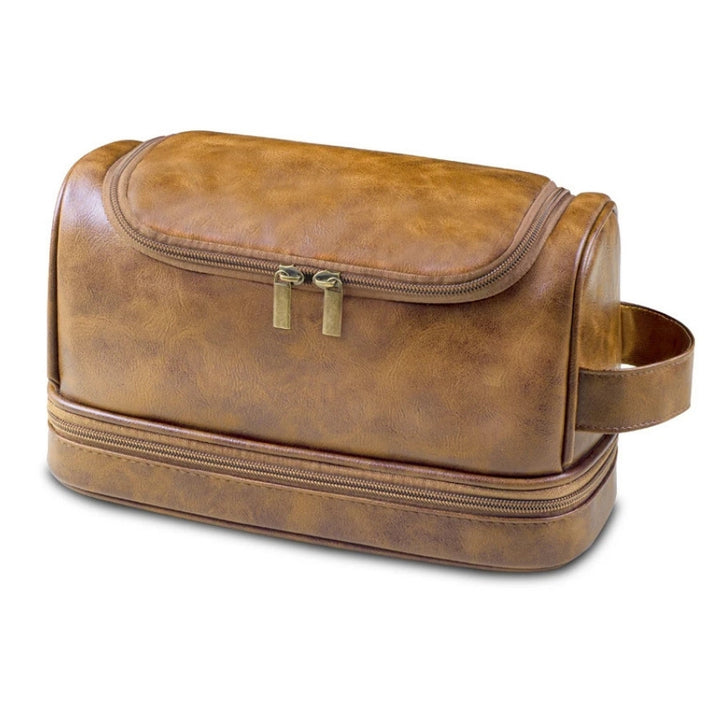 Trousse de Toilette Homme Cuir à Suspendre, camel