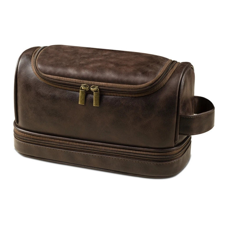 Trousse de Toilette Homme Cuir à Suspendre, brun