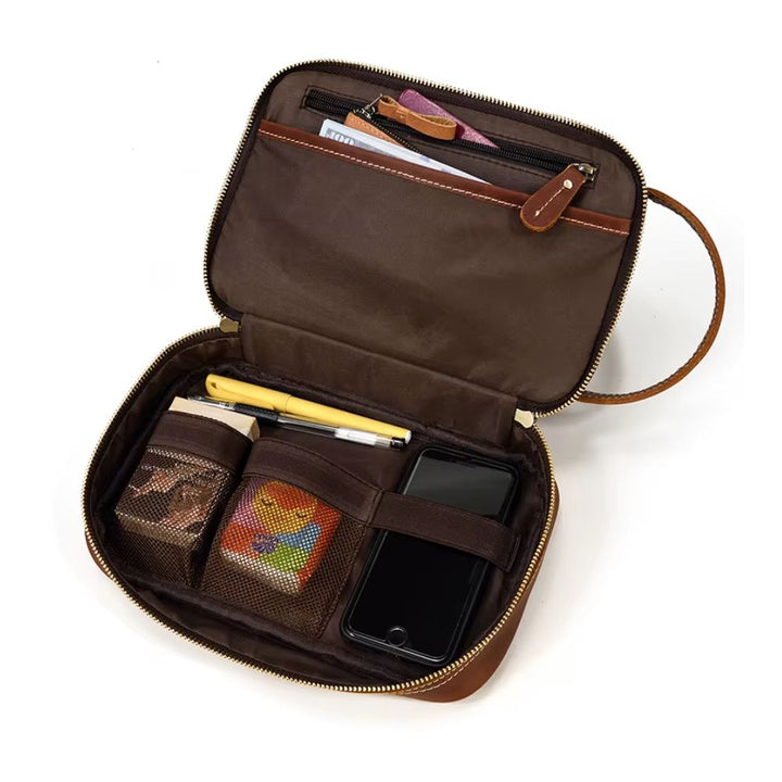 Trousse de toilette Homme Cuir Vintage multi compartiments