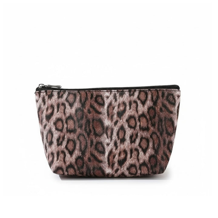 Trousse de toilette Léopard marron grand format en similicuir