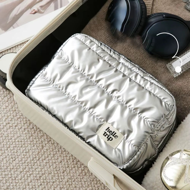 Trousse de toilette Matelassée Femme - Puffer, compacte, se range facilement dans une valise