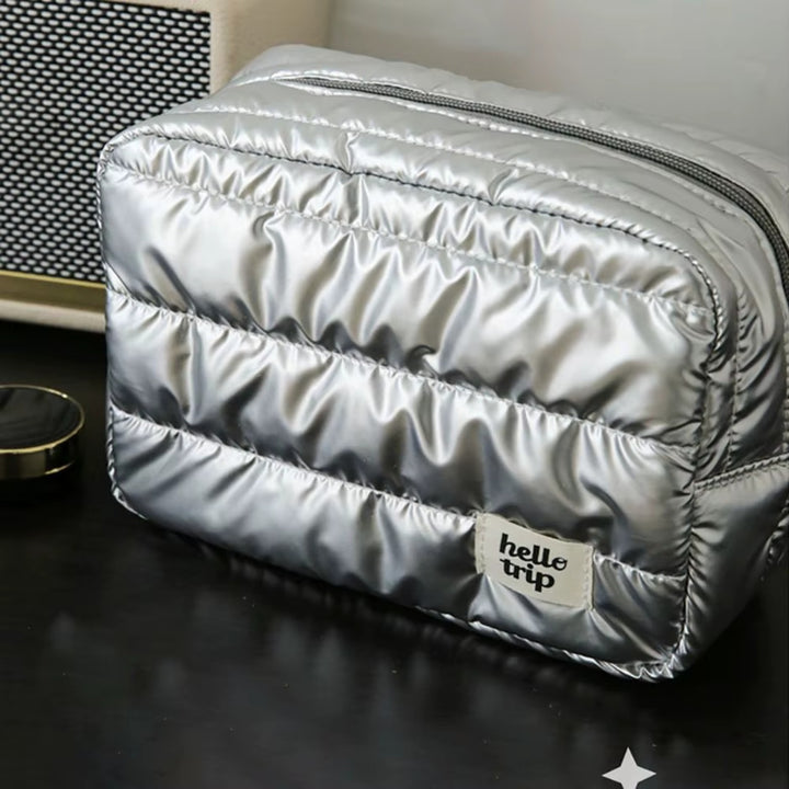 Trousse de toilette Matelassée Femme - Puffer, argenté