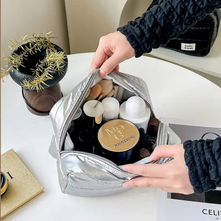 Trousse de toilette Matelassée Femme - Puffer, grand compartiment avec poche