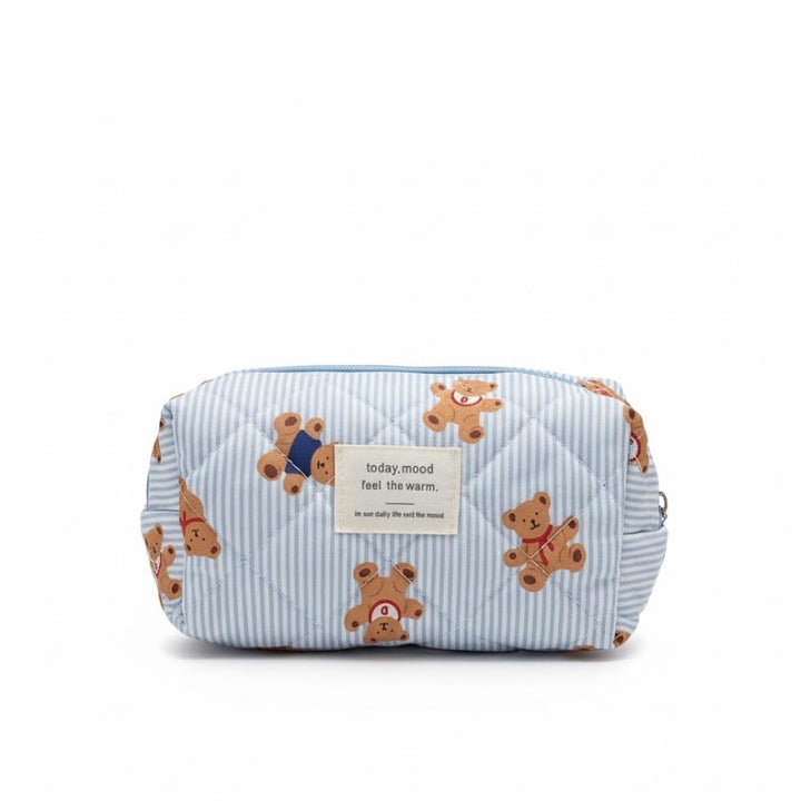 Petite trousse de toilette Ourson Today Mood bleue en polyester rembourré