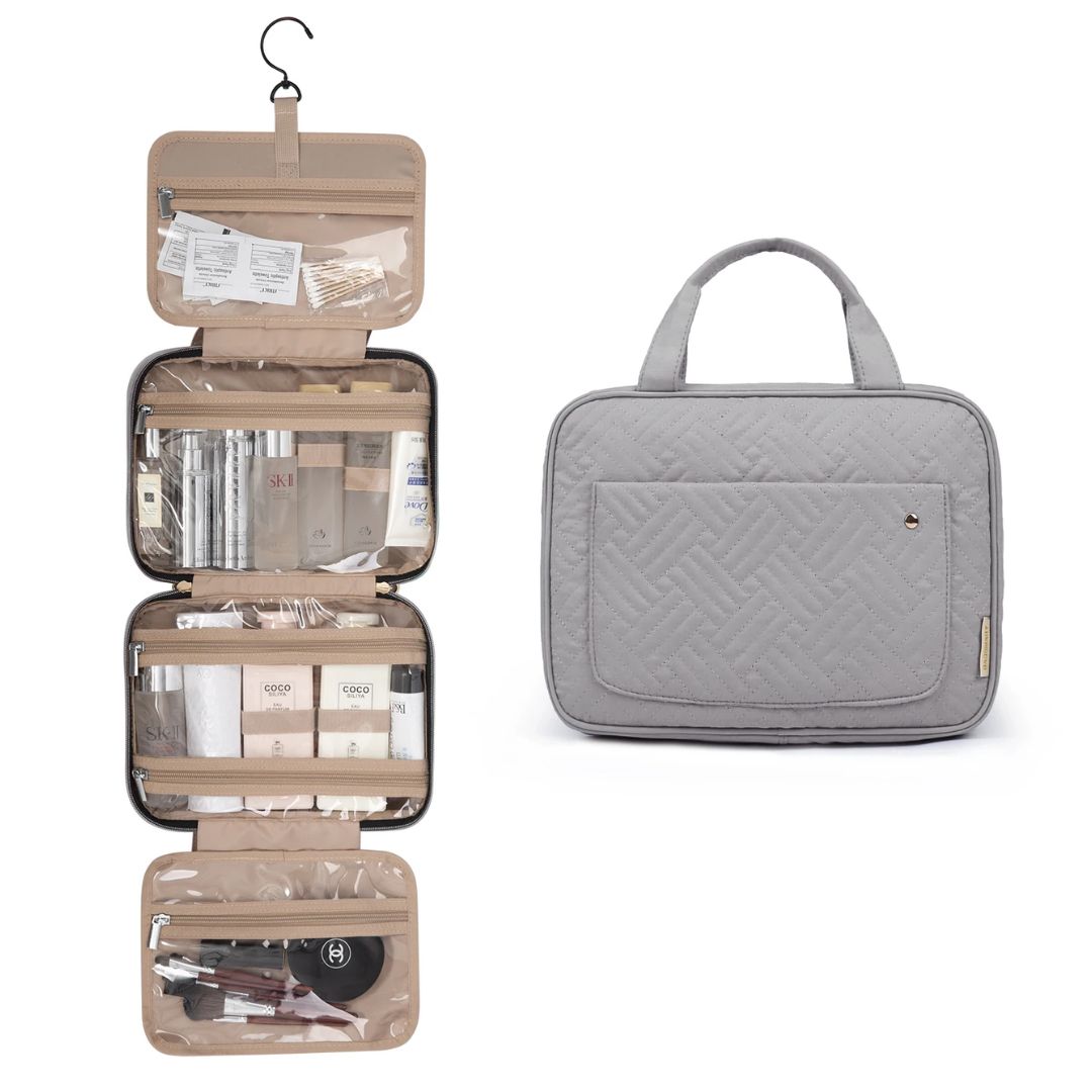 Trousse De Toilette Pliable RXYY - Design Marbre Doré Rose - Multi-compartiments Voyage